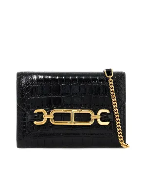 Small Embossed Crocodile Leather Mini Clutch