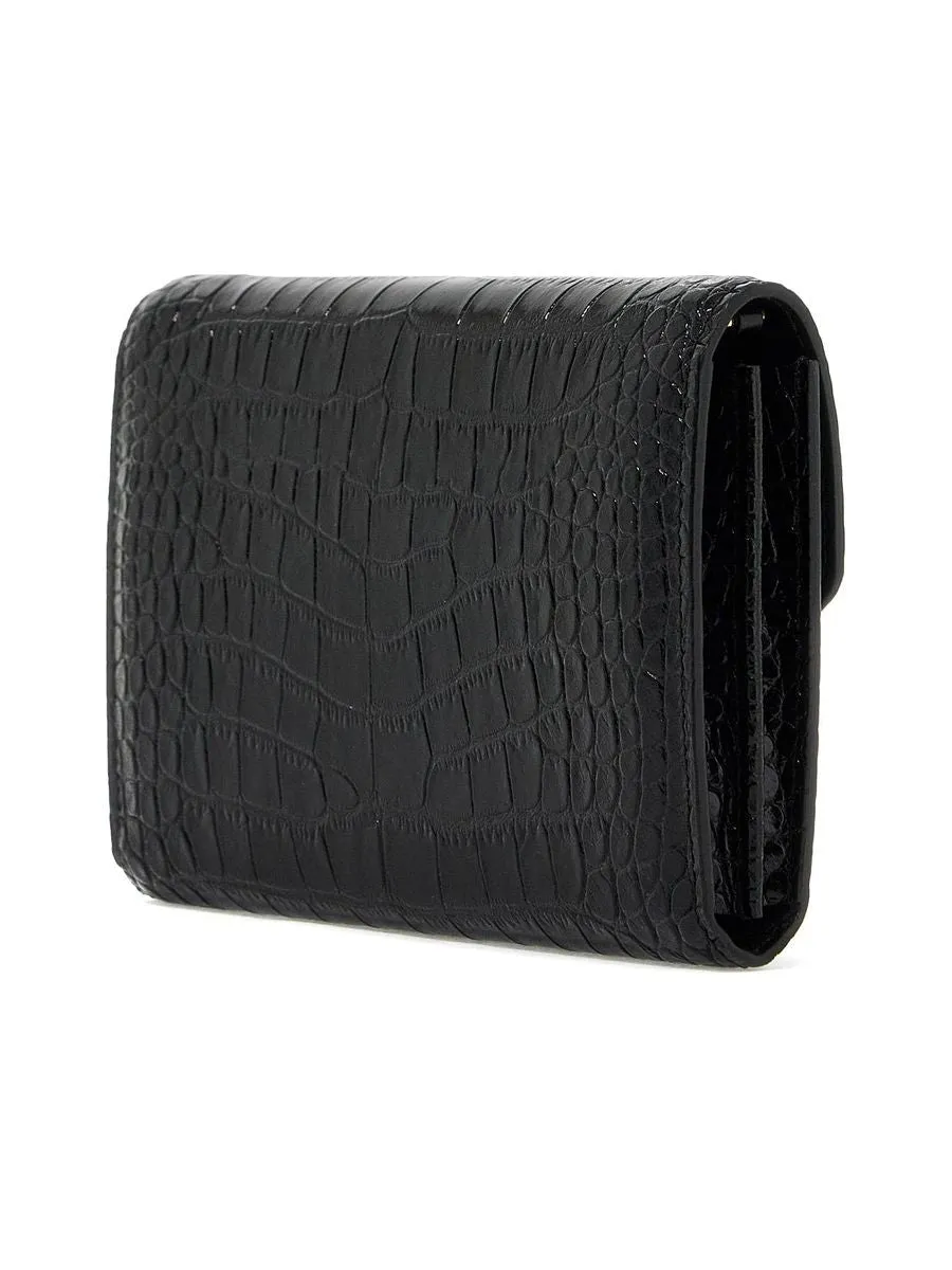 Small Embossed Crocodile Leather Mini Clutch