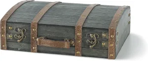 Soul & Lane Amelia Decorative Vintage Suitcase - 14.2" x 11.8" x 4.3", Wooden Briefcase for Keepsakes, Antique Wood Travel Trunk for Storage and Home Décor, Memory Chest with Hinged Lid