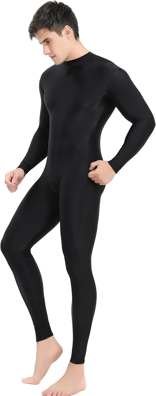 speerise Mens Spandex Bodysuit Long Sleeve Unitard Zipper Dance Leotard Bodysuit for Men Costume