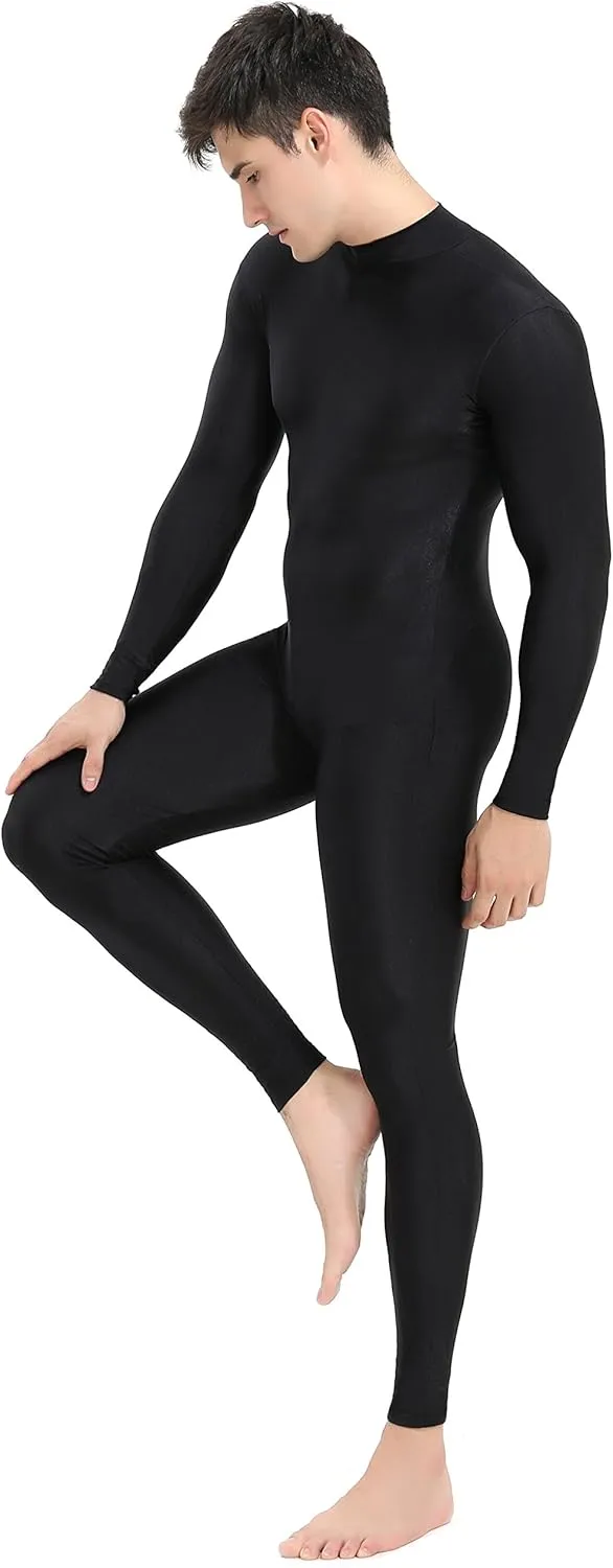 speerise Mens Spandex Bodysuit Long Sleeve Unitard Zipper Dance Leotard Bodysuit for Men Costume