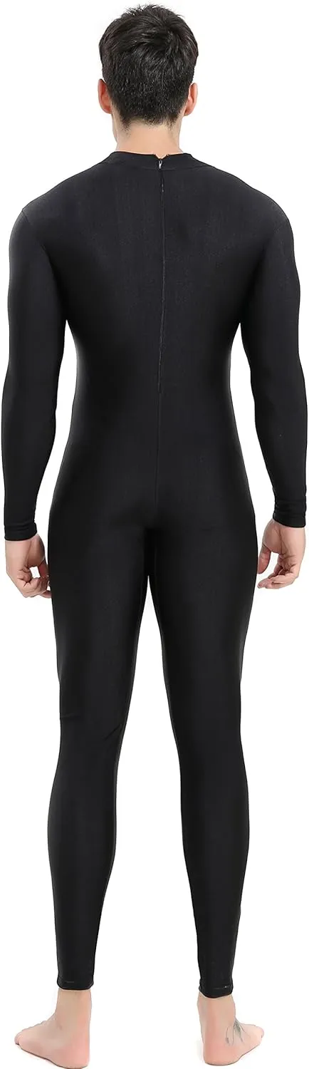 speerise Mens Spandex Bodysuit Long Sleeve Unitard Zipper Dance Leotard Bodysuit for Men Costume