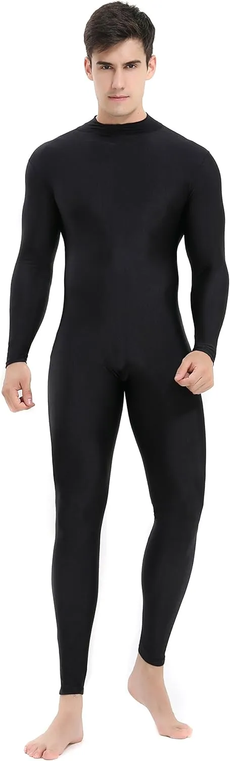 speerise Mens Spandex Bodysuit Long Sleeve Unitard Zipper Dance Leotard Bodysuit for Men Costume