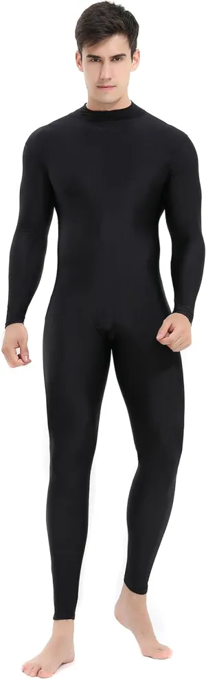 speerise Mens Spandex Bodysuit Long Sleeve Unitard Zipper Dance Leotard Bodysuit for Men Costume