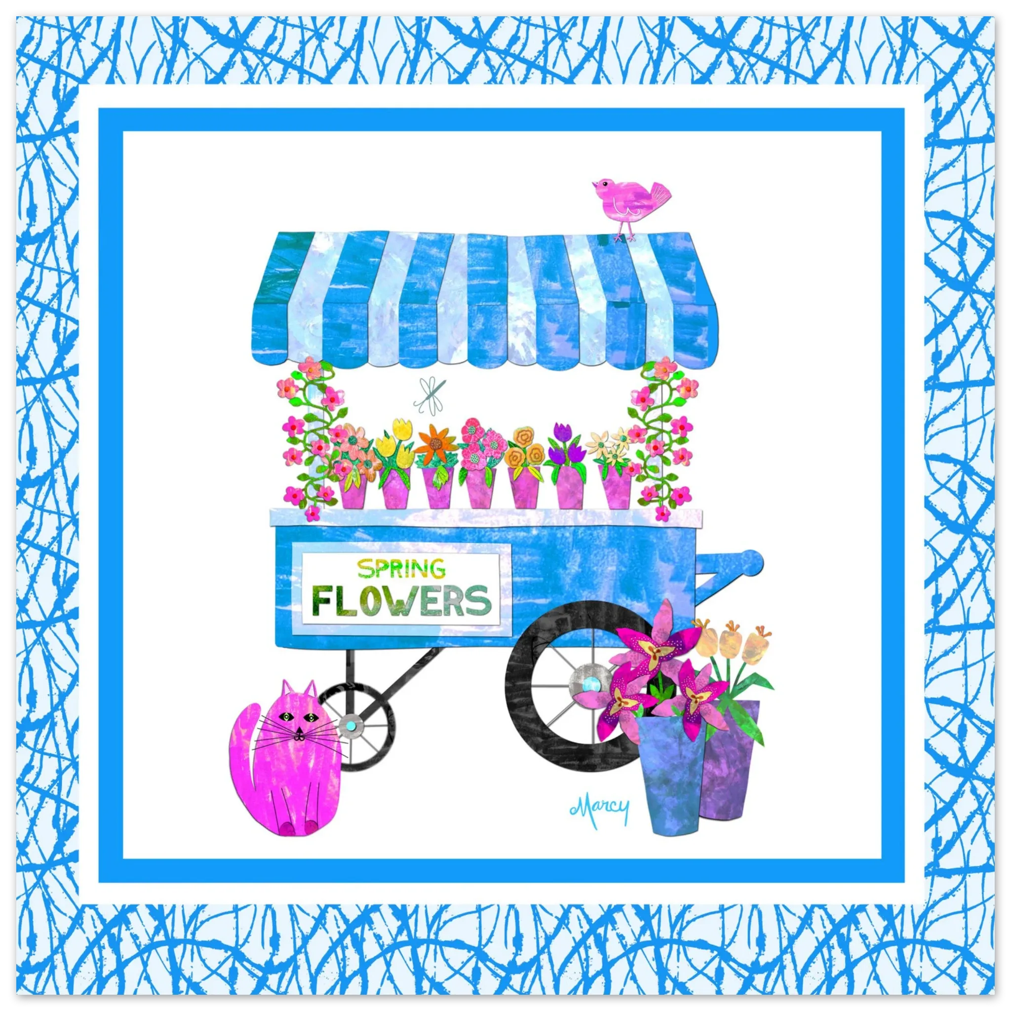 Spring Flower Cart Collage — Premium Matte Paper Poster