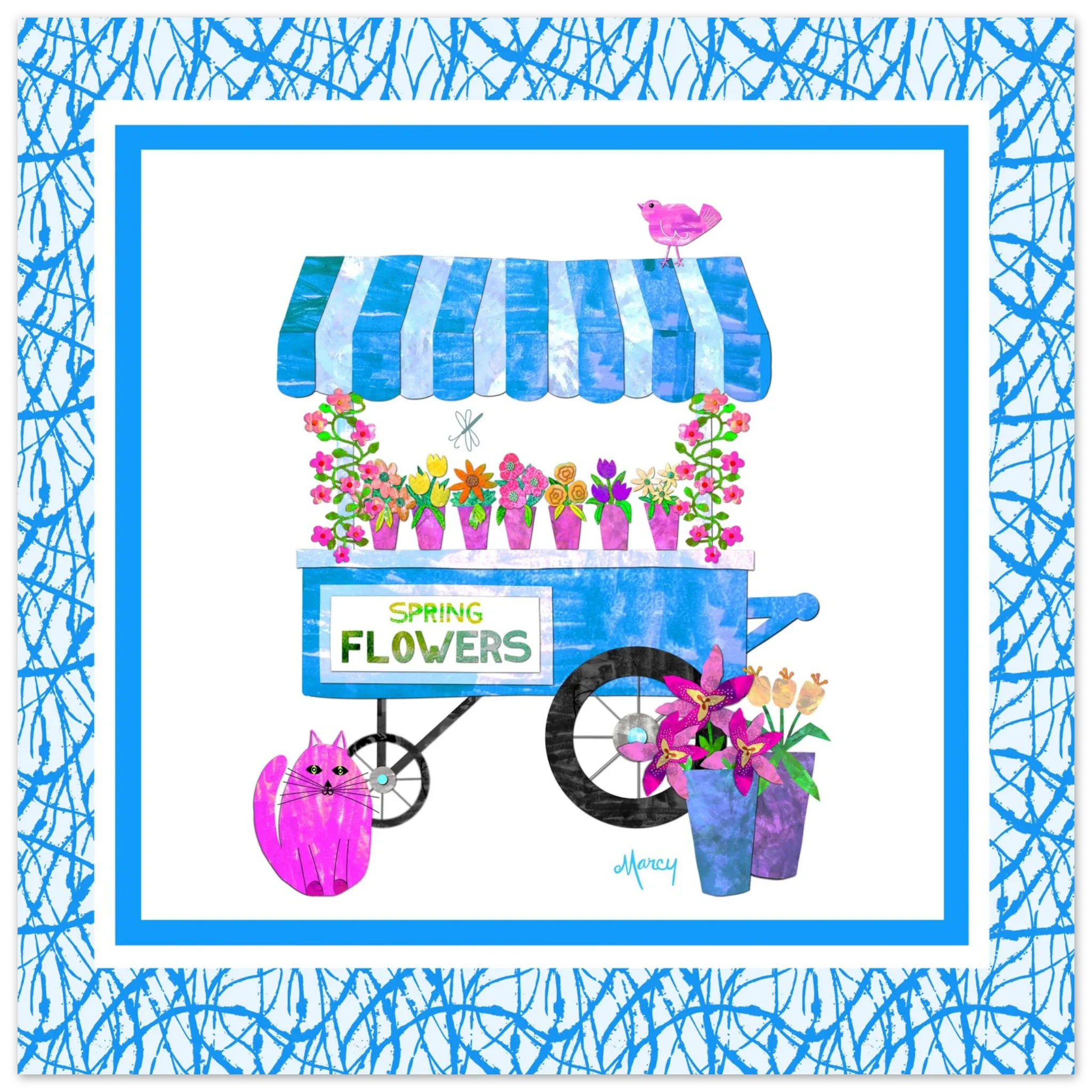 Spring Flower Cart Collage — Premium Matte Paper Poster