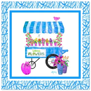 Spring Flower Cart Collage — Premium Matte Paper Poster
