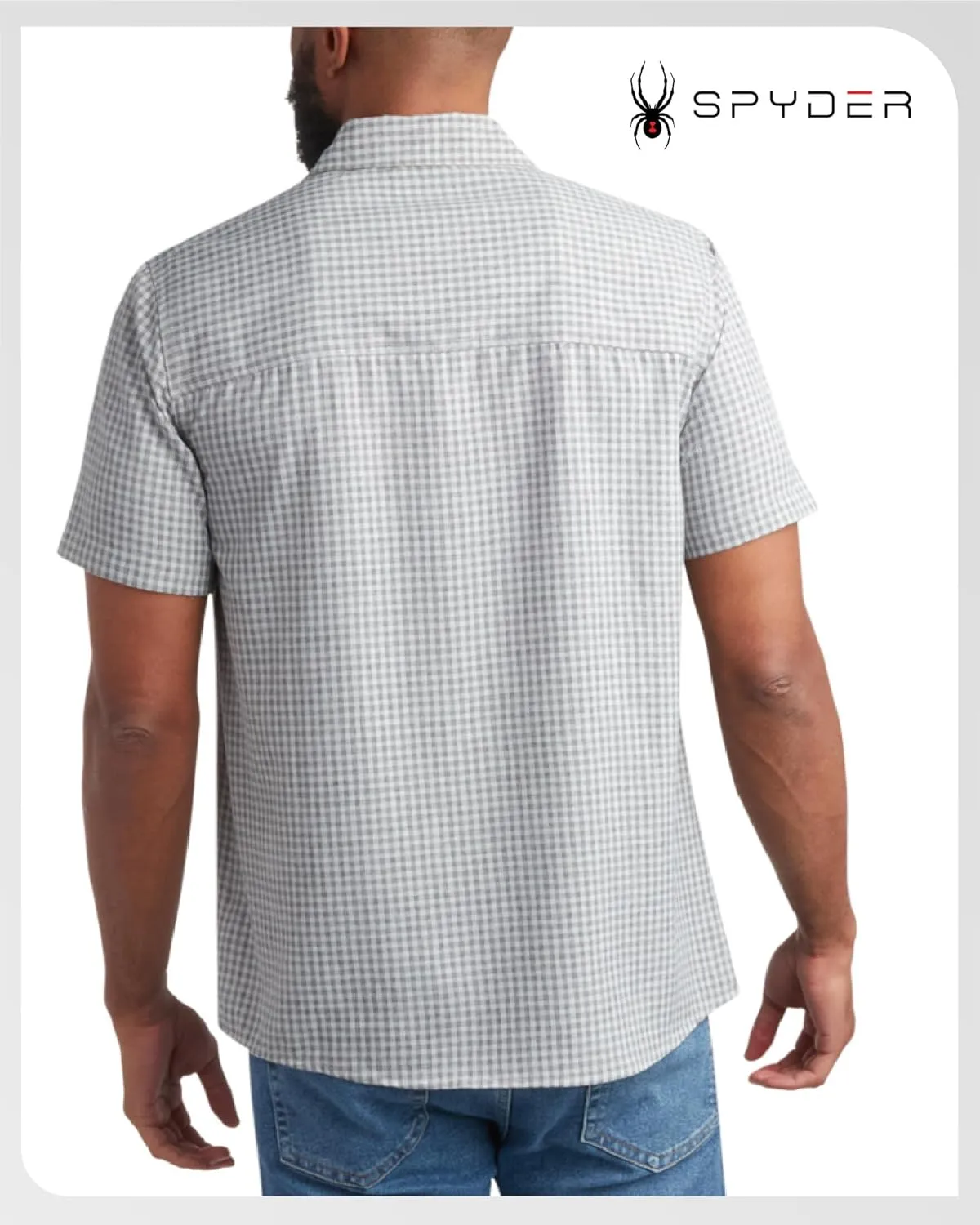 Spyder Mens Short Sleeve Button Down Shirts - Lightweight Plaid Casual Collared Wrinkle Free Dress Shirts for Men (Size S-XL)