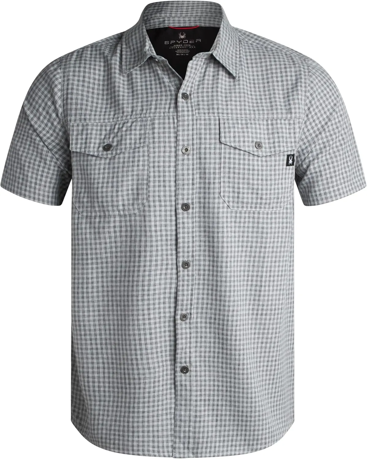 Spyder Mens Short Sleeve Button Down Shirts - Lightweight Plaid Casual Collared Wrinkle Free Dress Shirts for Men (Size S-XL)