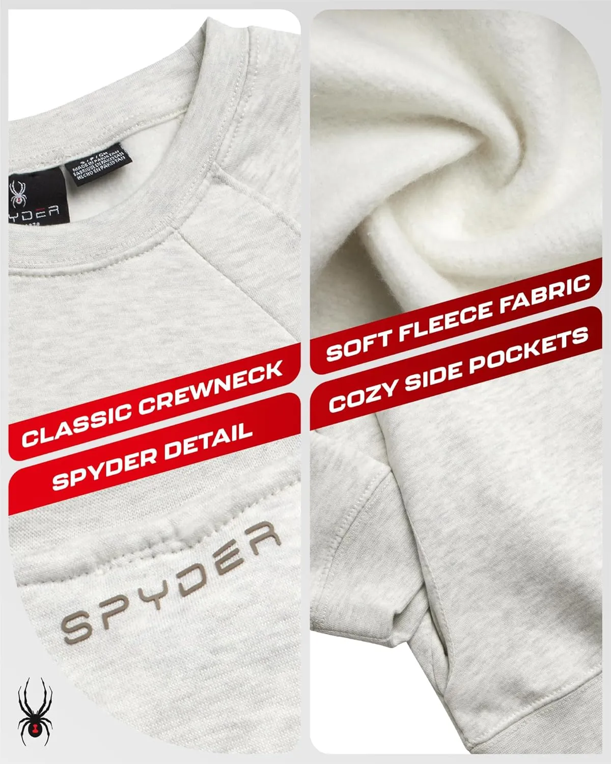 Spyder Women's Crewneck Pullover Sweater - Soft Fleece Long Sleeve Raglan Sweater for Women (Sizes: S-3X)