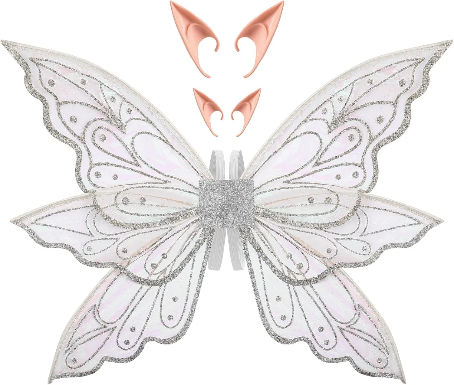 Sratte Wings with Elf Ears for Girls Butterfly Wings for Women Halloween Fairy Costume Angel Wings for Adults Kids
