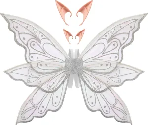 Sratte Wings with Elf Ears for Girls Butterfly Wings for Women Halloween Fairy Costume Angel Wings for Adults Kids