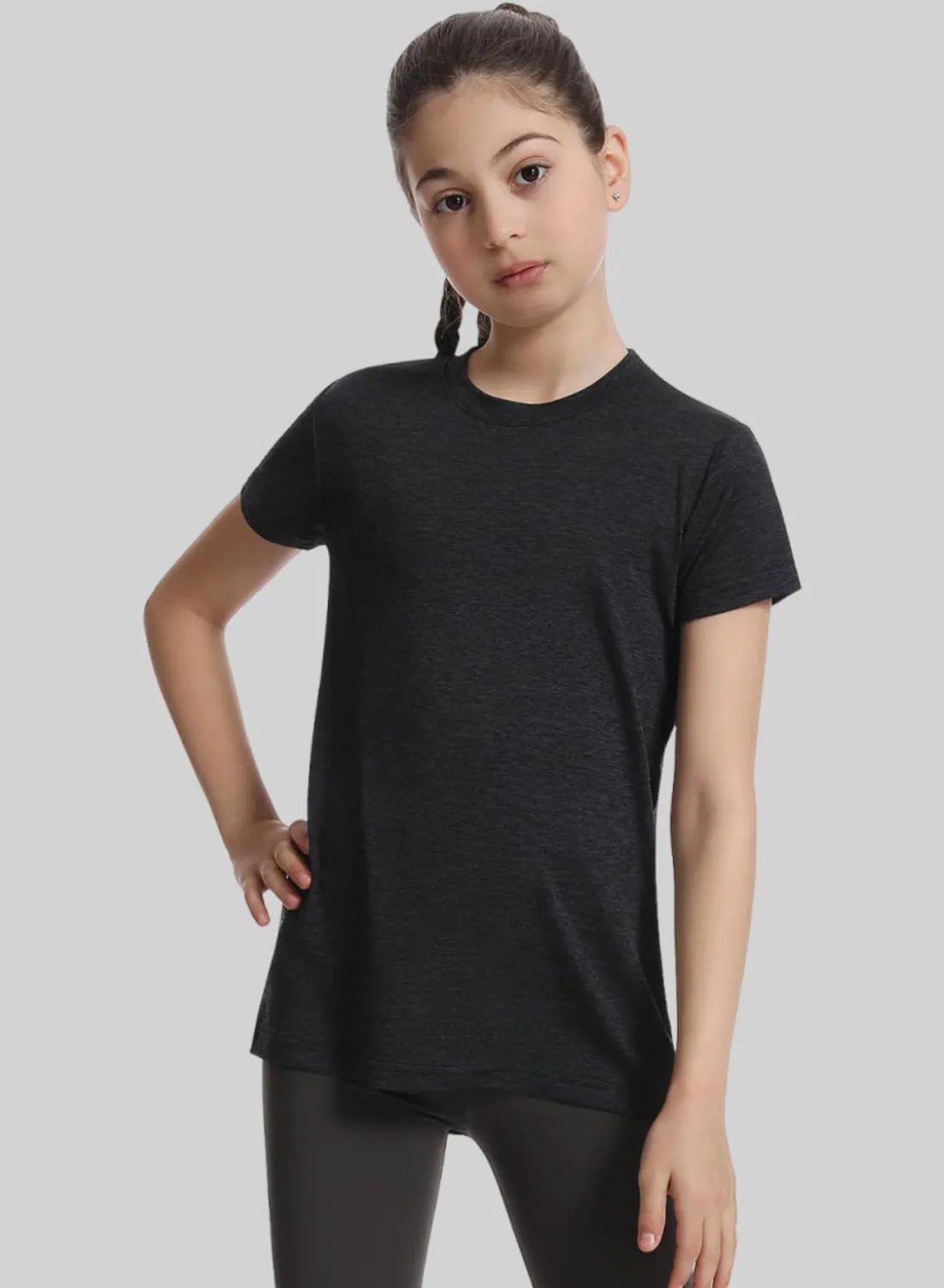 Star Vibe 5 Pack Girl's Shirts Athletic Short Sleeve Dry-Fit T-Shirts Crew Neck Active Sports Tops for Kids Teen 5-14 Years