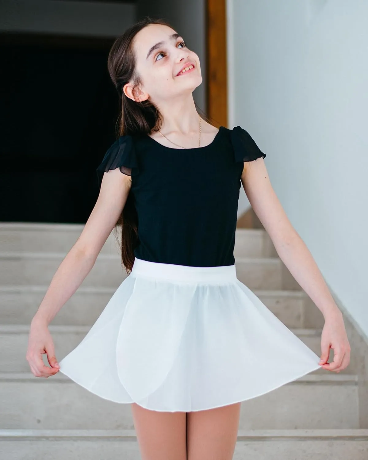 Stelle Girls Leotards Black Ballet Dance Leotards Ruffle Short Sleeve Gymnastics Outfits(Toddler/Little Kid/Big Kid)