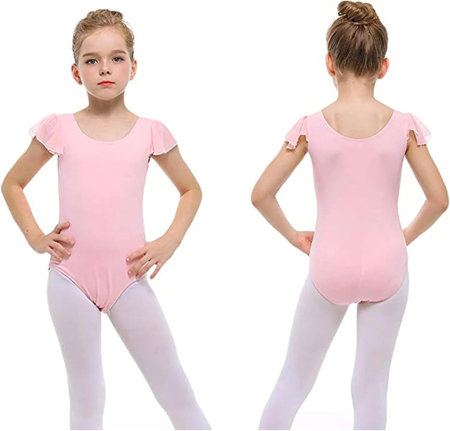 Stelle Girls Leotards Black Ballet Dance Leotards Ruffle Short Sleeve Gymnastics Outfits(Toddler/Little Kid/Big Kid)