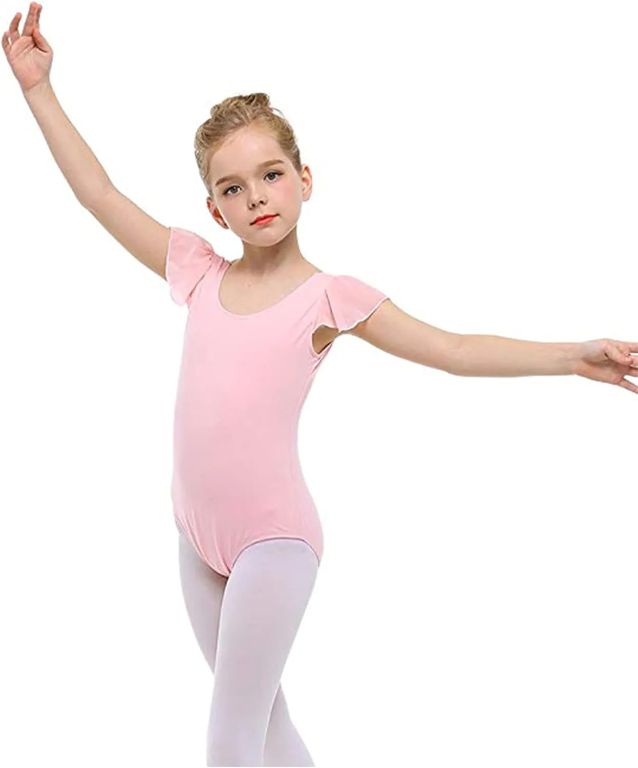 Stelle Girls Leotards Black Ballet Dance Leotards Ruffle Short Sleeve Gymnastics Outfits(Toddler/Little Kid/Big Kid)