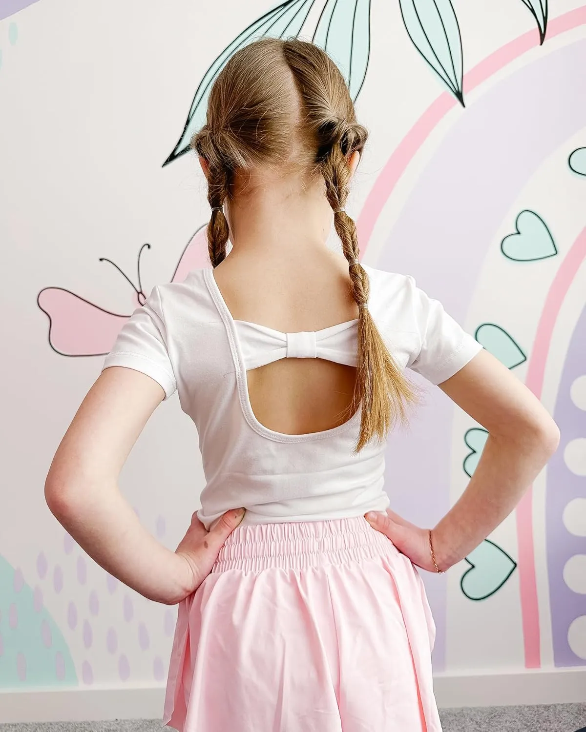 Stelle Leotard for Girls Black Ballet Dance Leotard Gymnastics Outfits with Bow Back (Toddler/Little/Big Kids)