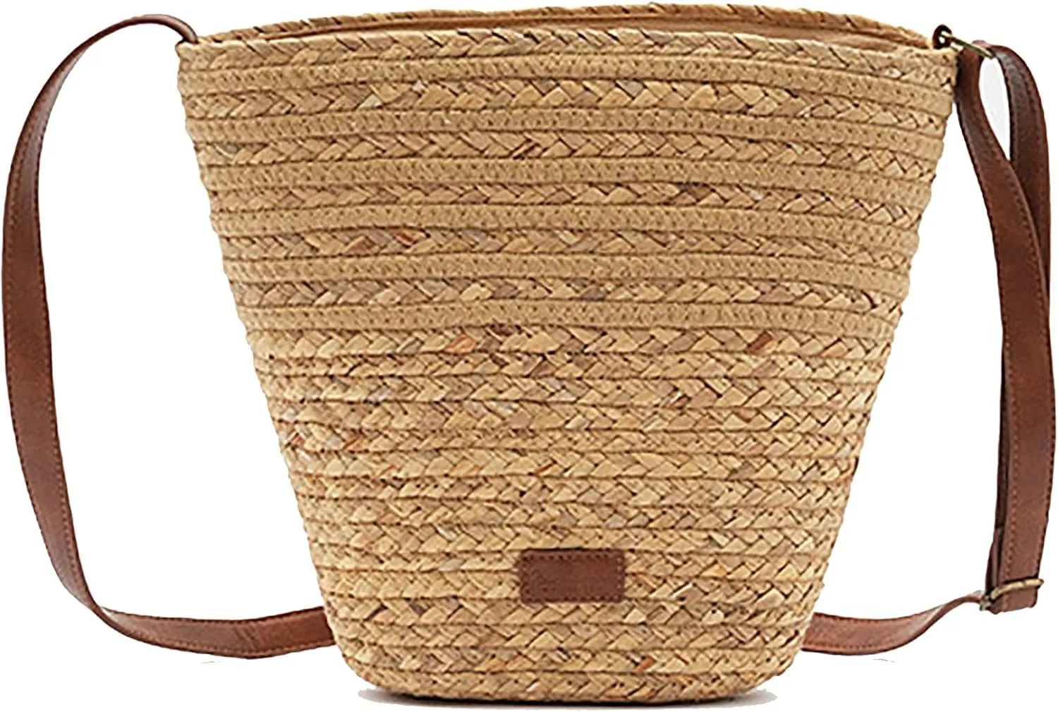 Straw Bucket Crossbody Bag for Women, Handwoven Natural Boho Beach Tote, Lightweight Summer Shoulder Bag with Adjustable Straps for Vacation