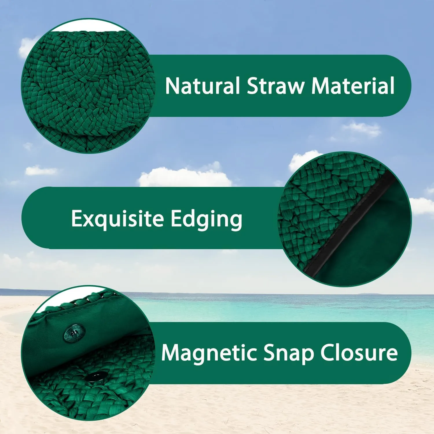 Straw Clutch Bag for Women Envelope Woven Clutch Handbag Summer Beach Purse