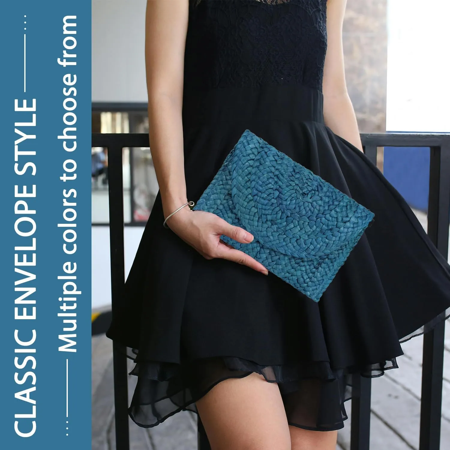 Straw Clutch Bag for Women Envelope Woven Clutch Handbag Summer Beach Purse