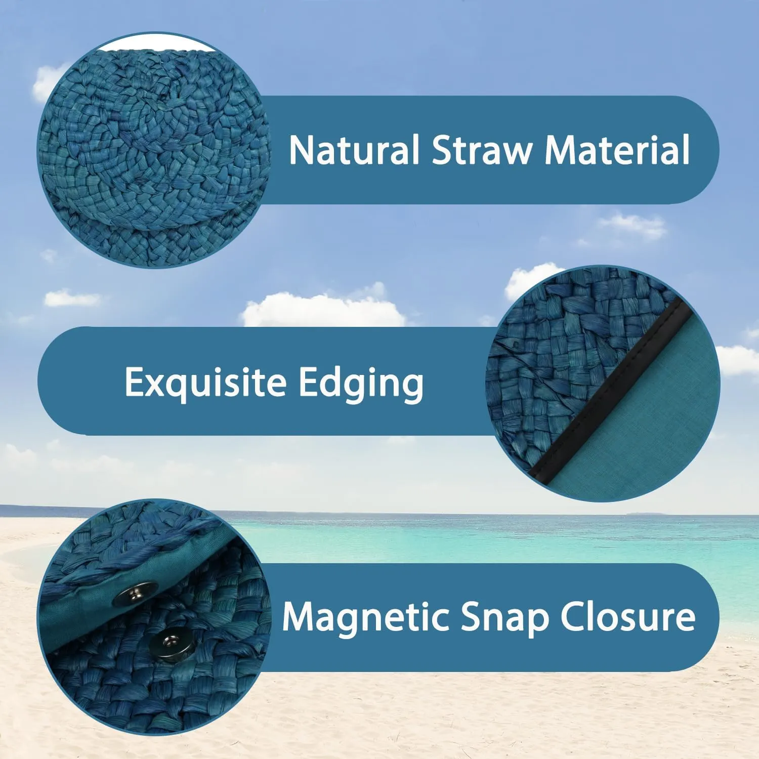 Straw Clutch Bag for Women Envelope Woven Clutch Handbag Summer Beach Purse