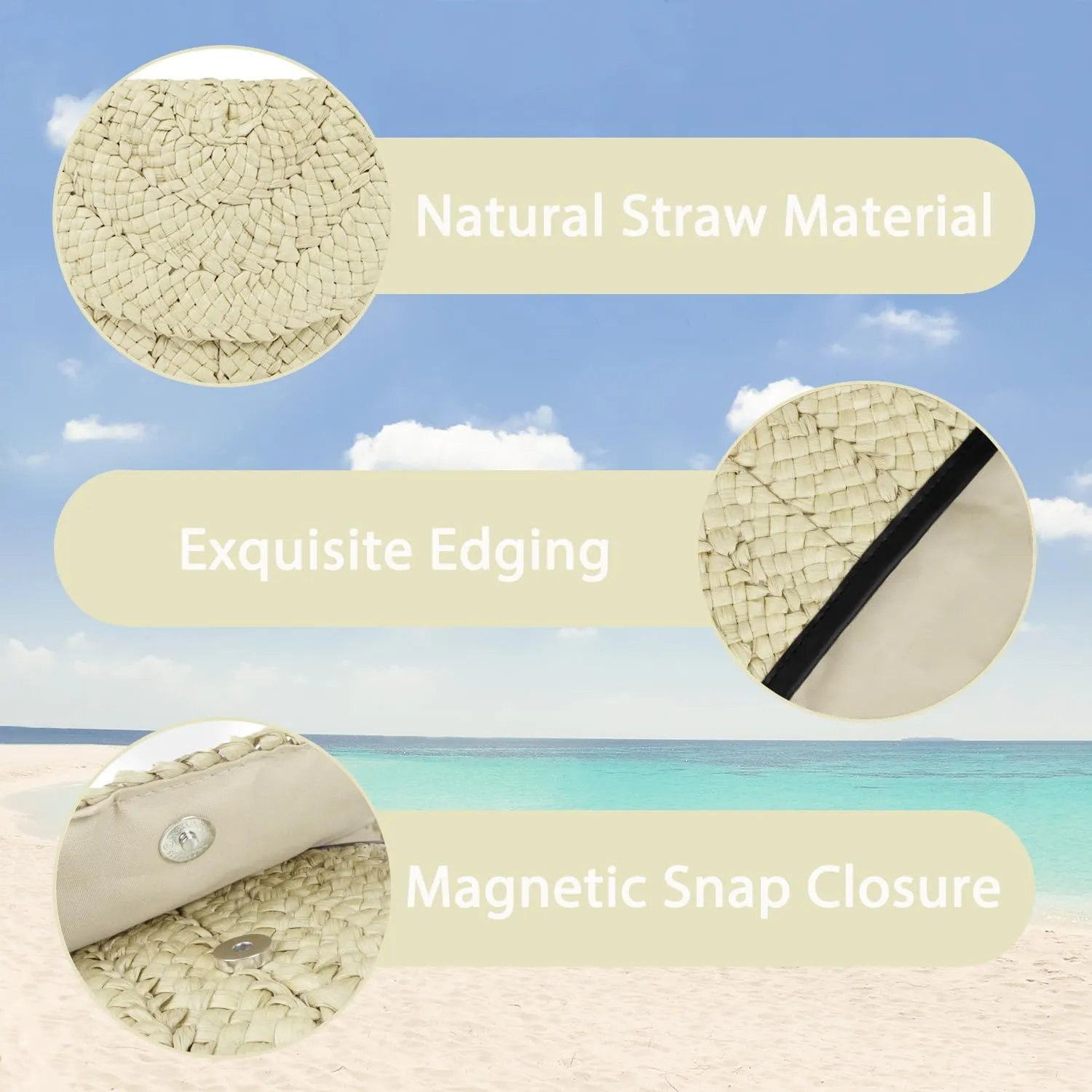 Straw Clutch Bag for Women Envelope Woven Clutch Handbag Summer Beach Purse