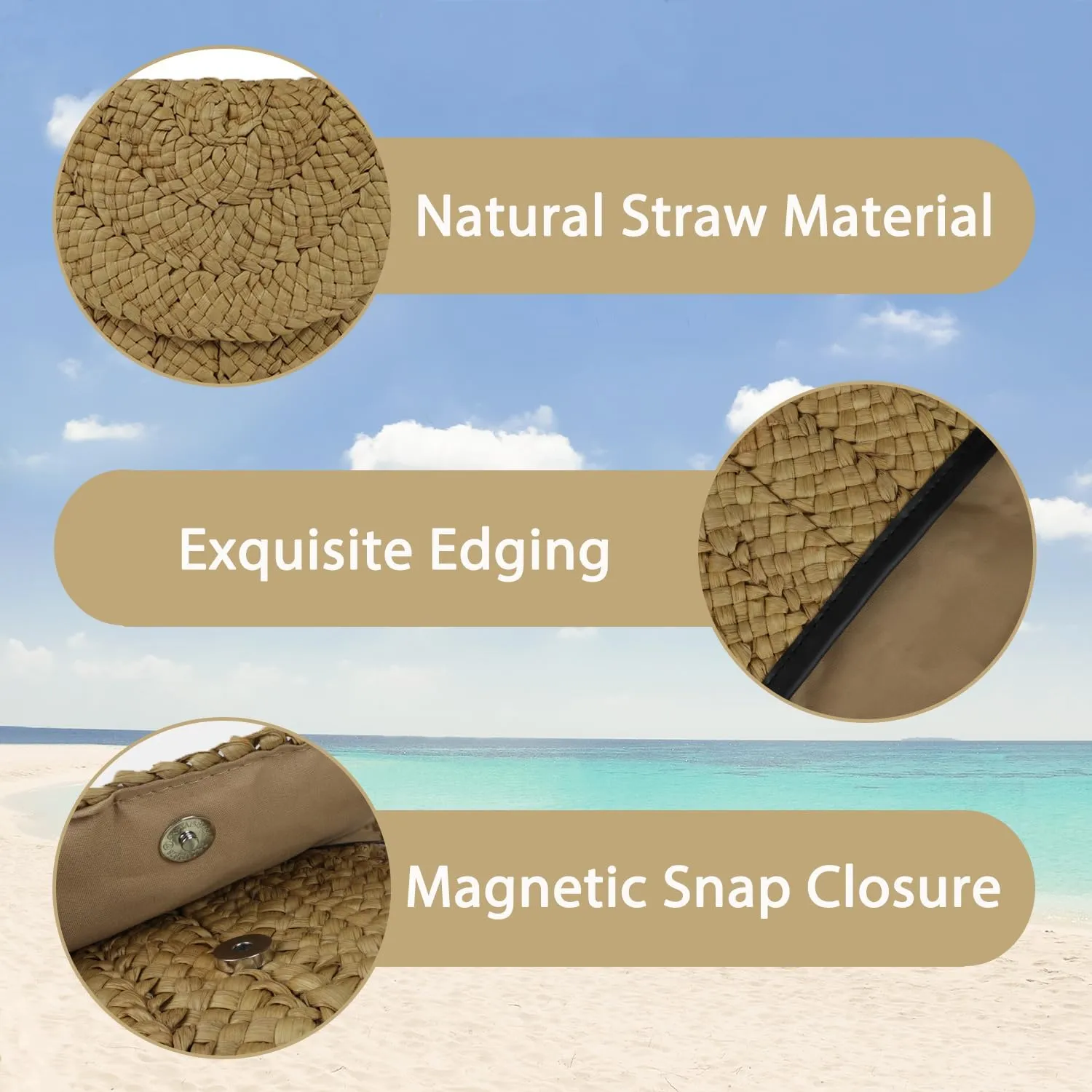 Straw Clutch Bag for Women Envelope Woven Clutch Handbag Summer Beach Purse