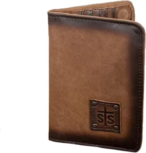 STS Ranchwear Women's Brown Full-Grain Leather Magnetic Wallet/Travel/Passport Case, One Size