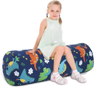 Stuffed Animal Storage Bean Bag Chair Cover (No Filler), Cylinder Plush Toy Storage Stuff and Sit Seat for Kids Boys and Girls, Canvas Large Soft Sit & Play Sofa with YKK Zipper
