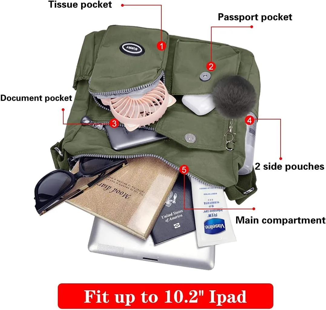 SUKRY Nylon Crossbody Bag for Women with Anti theft RFID Pocket, Waterproof Shoulder Bag Travel Purses and Handbag