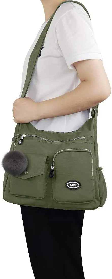 SUKRY Nylon Crossbody Bag for Women with Anti theft RFID Pocket, Waterproof Shoulder Bag Travel Purses and Handbag