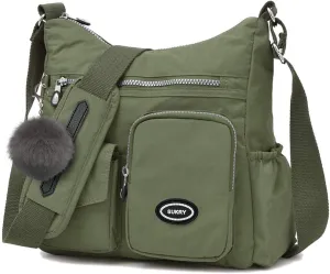 SUKRY Nylon Crossbody Bag for Women with Anti theft RFID Pocket, Waterproof Shoulder Bag Travel Purses and Handbag