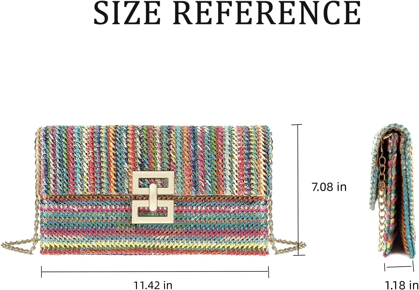 Summer Straw Clutch Purses for Women Woven Beach Bag Evening Purse Envelope Clutch with Detachable Strap