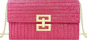 Summer Straw Clutch Purses for Women Woven Beach Bag Evening Purse Envelope Clutch with Detachable Strap