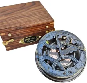 Sundial Compasss with Rosewood Box 5 Inches Navigational Compass Perfect for Travel Trekking Hiking Graduation Day Gift Wedding Favors