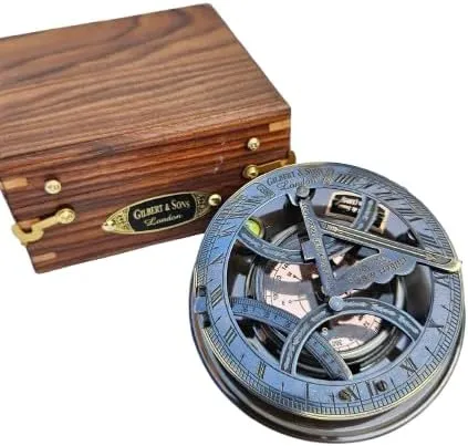 Sundial Compasss with Rosewood Box 5 Inches Navigational Compass Perfect for Travel Trekking Hiking Graduation Day Gift Wedding Favors