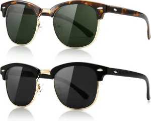 SUNGAIT Polarized Sunglasses for Men and Women, Classic Half-Frame Retro Shades for Driving, Travel, and Outdoor Activities