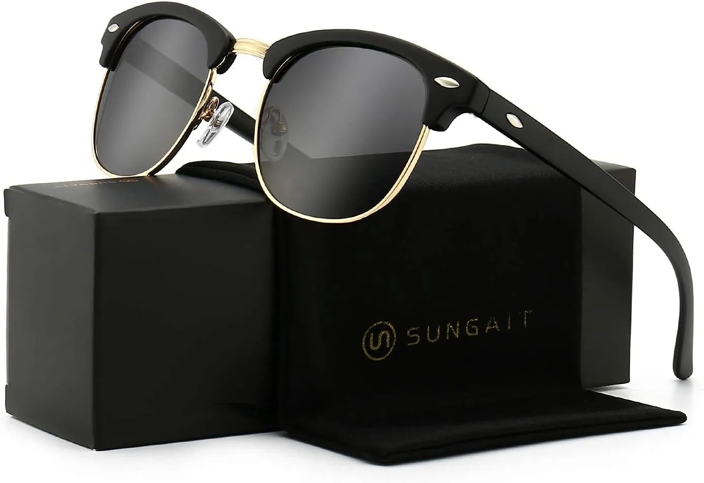 SUNGAIT Polarized Sunglasses for Men and Women, Classic Half-Frame Retro Shades for Driving, Travel, and Outdoor Activities