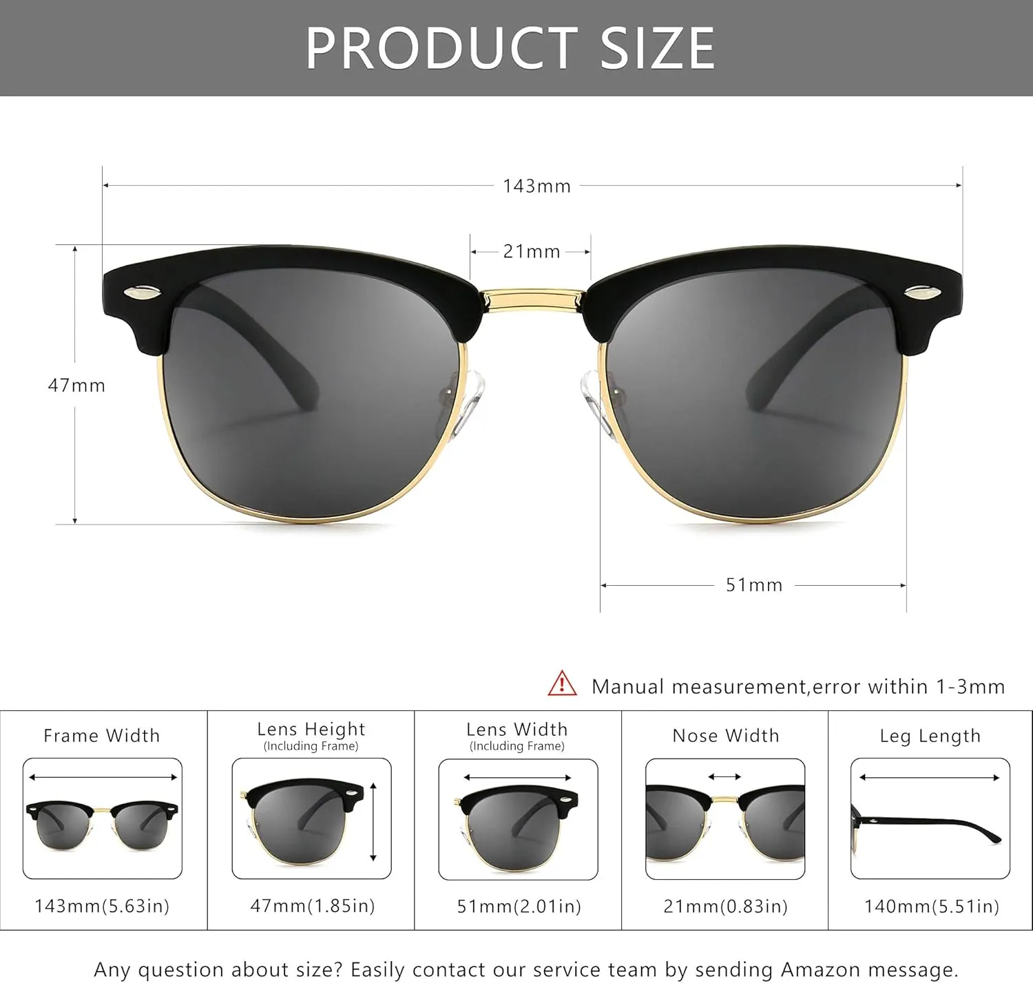 SUNGAIT Polarized Sunglasses for Men and Women, Classic Half-Frame Retro Shades for Driving, Travel, and Outdoor Activities