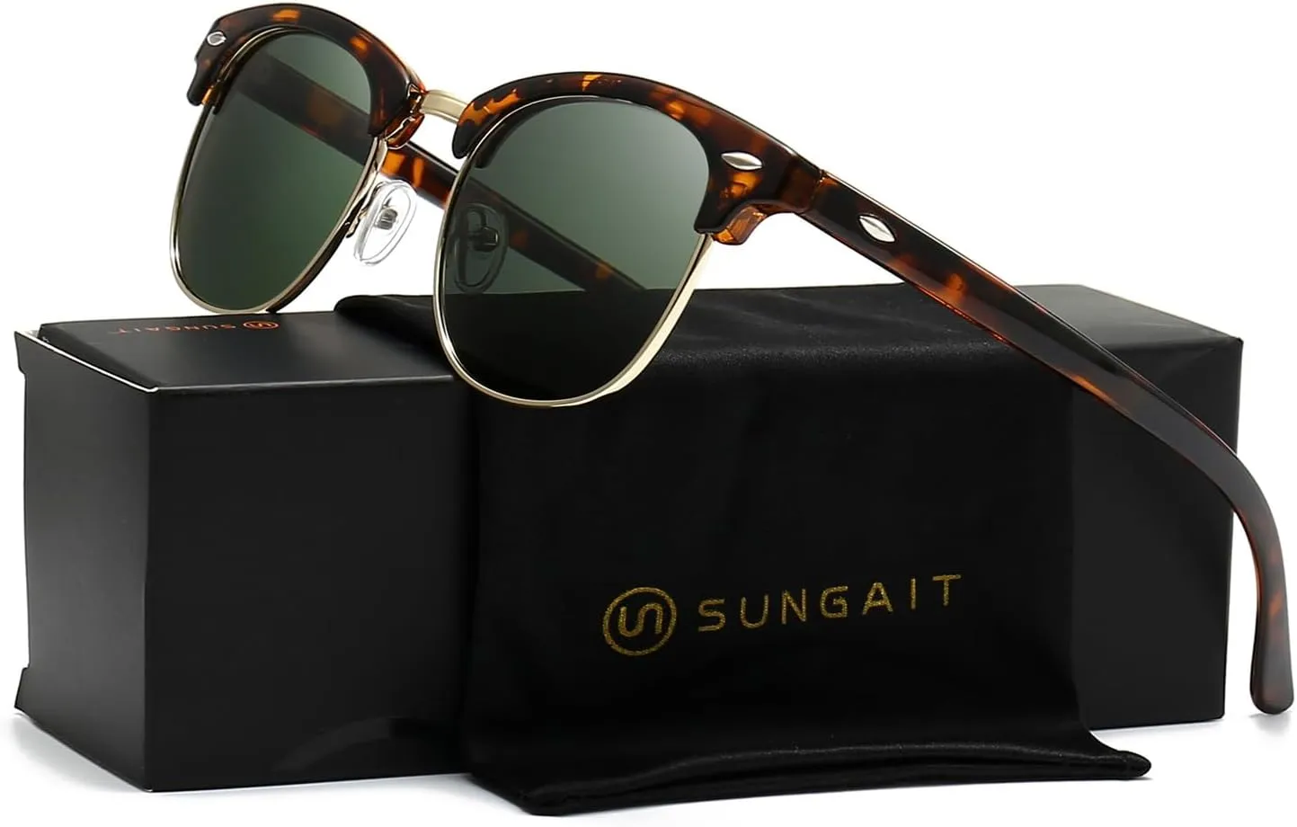 SUNGAIT Polarized Sunglasses for Men and Women, Classic Half-Frame Retro Shades for Driving, Travel, and Outdoor Activities