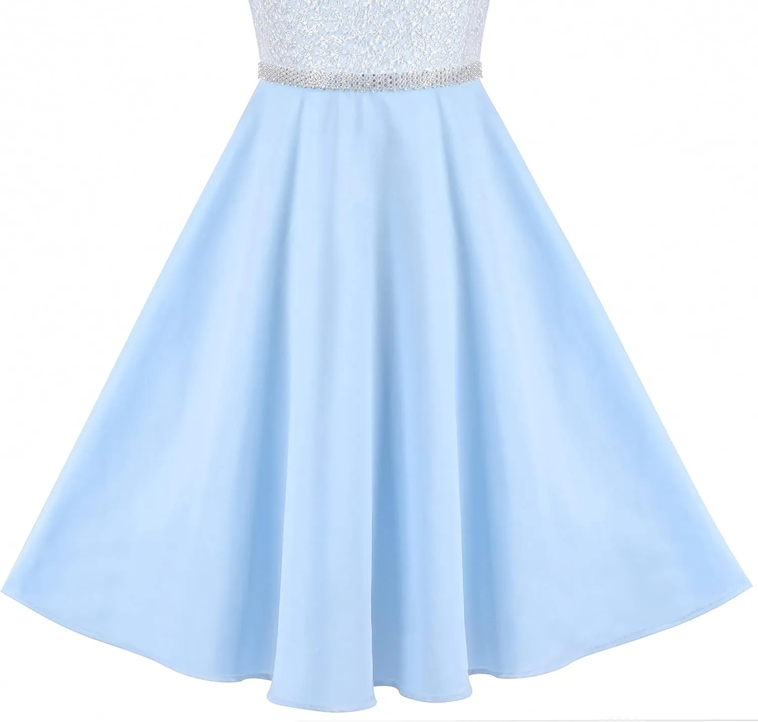 Sunny Fashion Girls Dress Rhinestone Chiffon Bridesmaid Dance Ball Maxi Gown