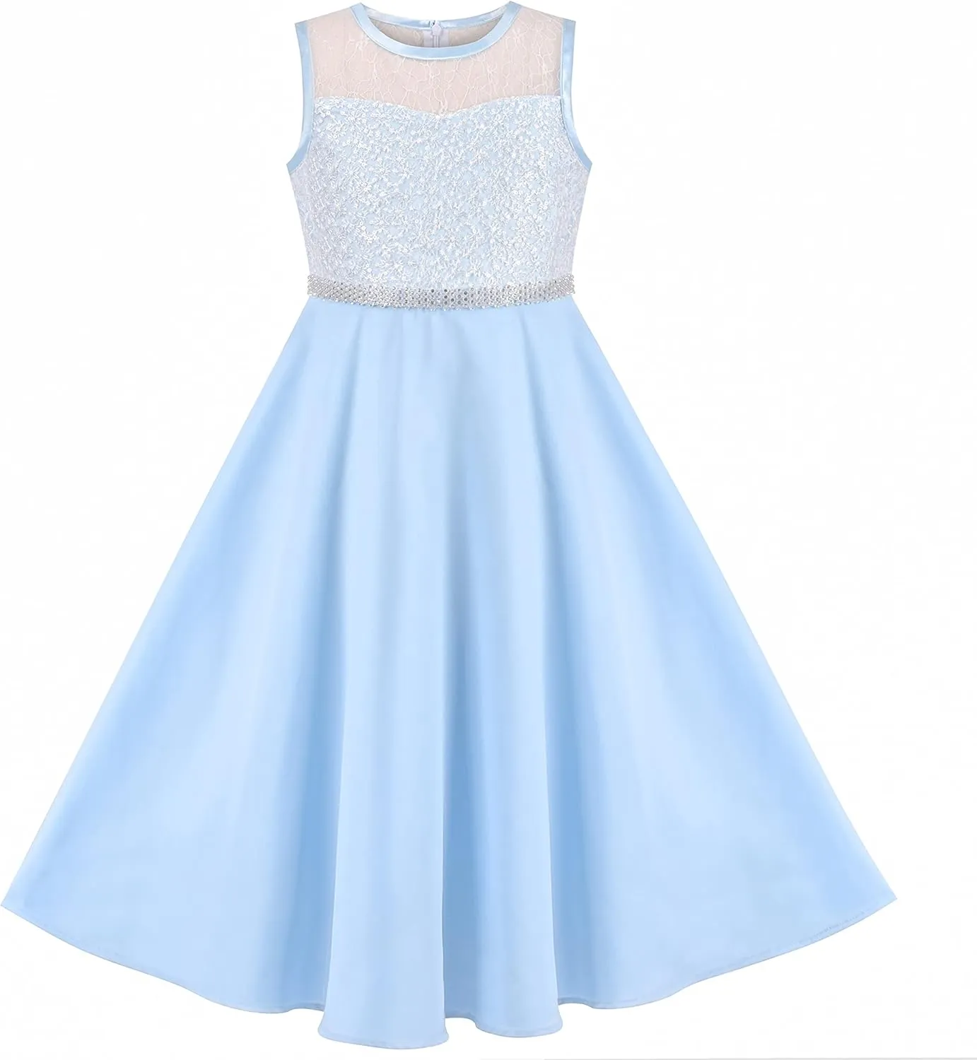 Sunny Fashion Girls Dress Rhinestone Chiffon Bridesmaid Dance Ball Maxi Gown
