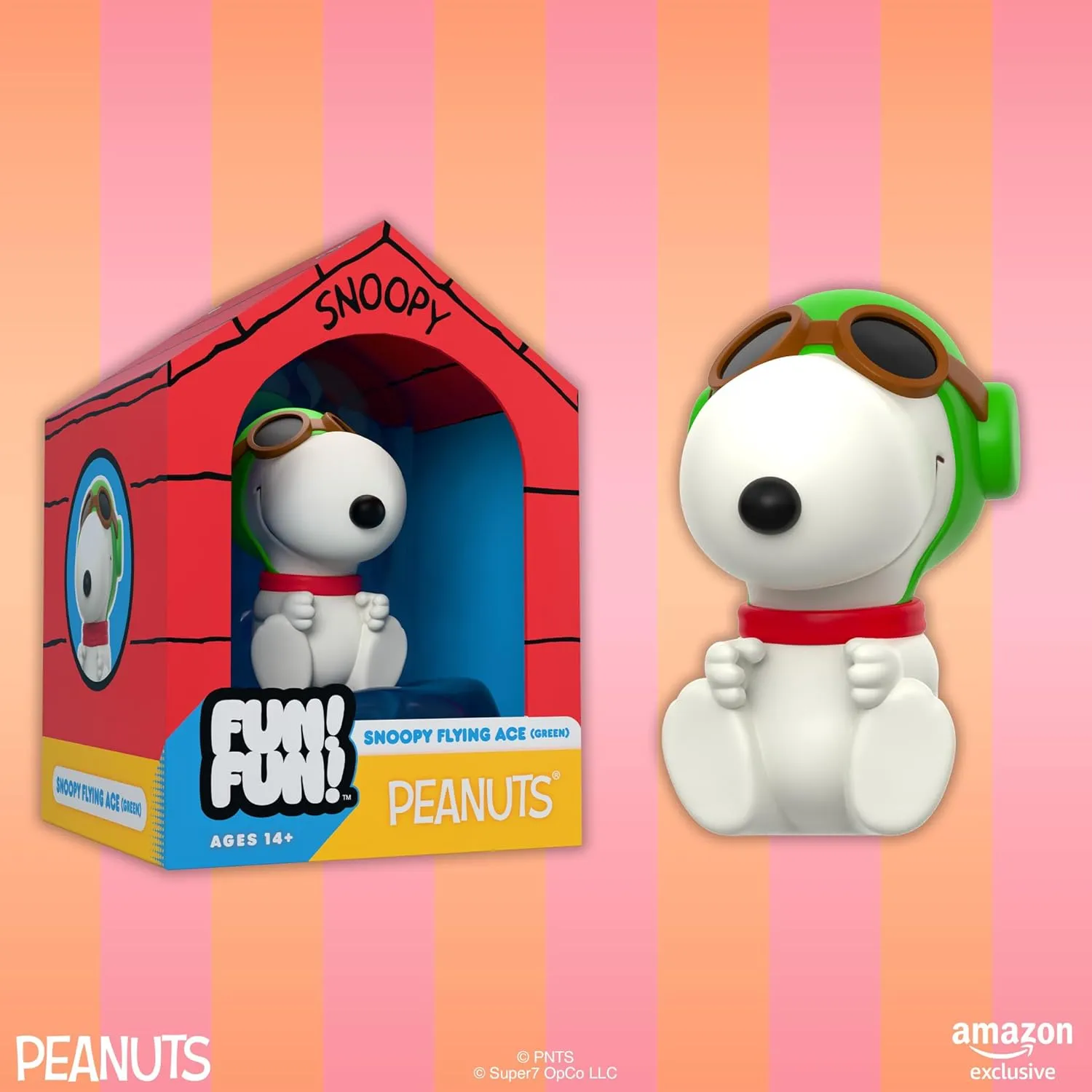 Super7 Fun! Fun! Peanuts Snoopy (Green Hat Flying Ace) Vinyl Figure - 5" Peanuts Action Figure - Classic Cartoon Fans Collectibles & Retro - Comic Strips - Limited Edition - Amazon Exclusive
