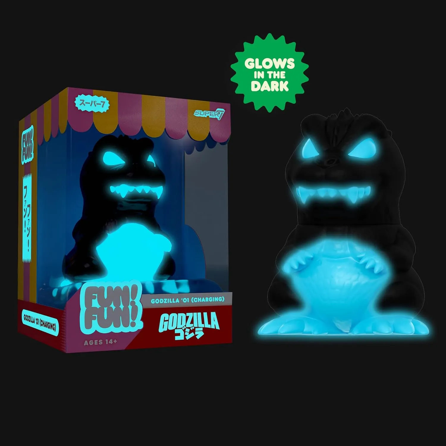Super7 Fun! Fun! Toho Godzilla 2001 Charging Vinyl Figure - 5" Glow-in-The-Dark Toho Godzilla Action Figure - Classic Movie Monster Fans Collectibles & Retro Toys - Limited Edition - Amazon Exclusive