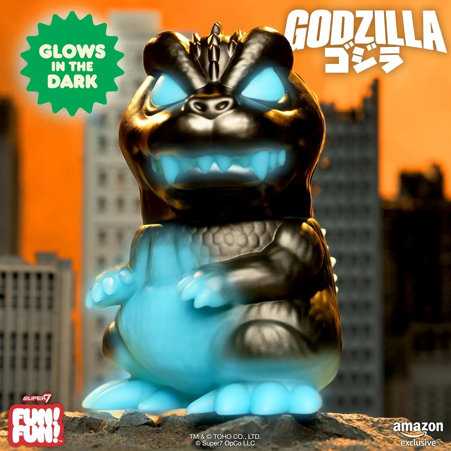 Super7 Fun! Fun! Toho Godzilla 2001 Charging Vinyl Figure - 5" Glow-in-The-Dark Toho Godzilla Action Figure - Classic Movie Monster Fans Collectibles & Retro Toys - Limited Edition - Amazon Exclusive