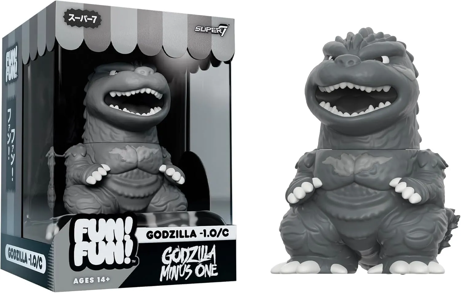 Super7 Fun! Fun! Toho Godzilla Minus One (Grayscale) Vinyl Figure - 5" Toho Godzilla Action Figure Kaiju - Classic Movie Monster Fans Collectibles & Retro Toys - Limited Edition - Amazon Exclusive