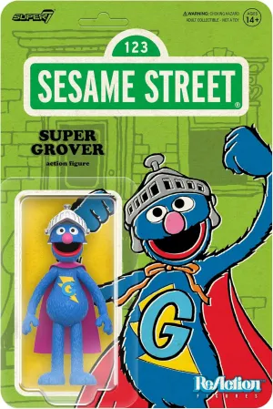 Super7 Sesame Street Super Grover - 3.75" Sesame Street Action Figure with Accessories Collectibles and Retro Toys