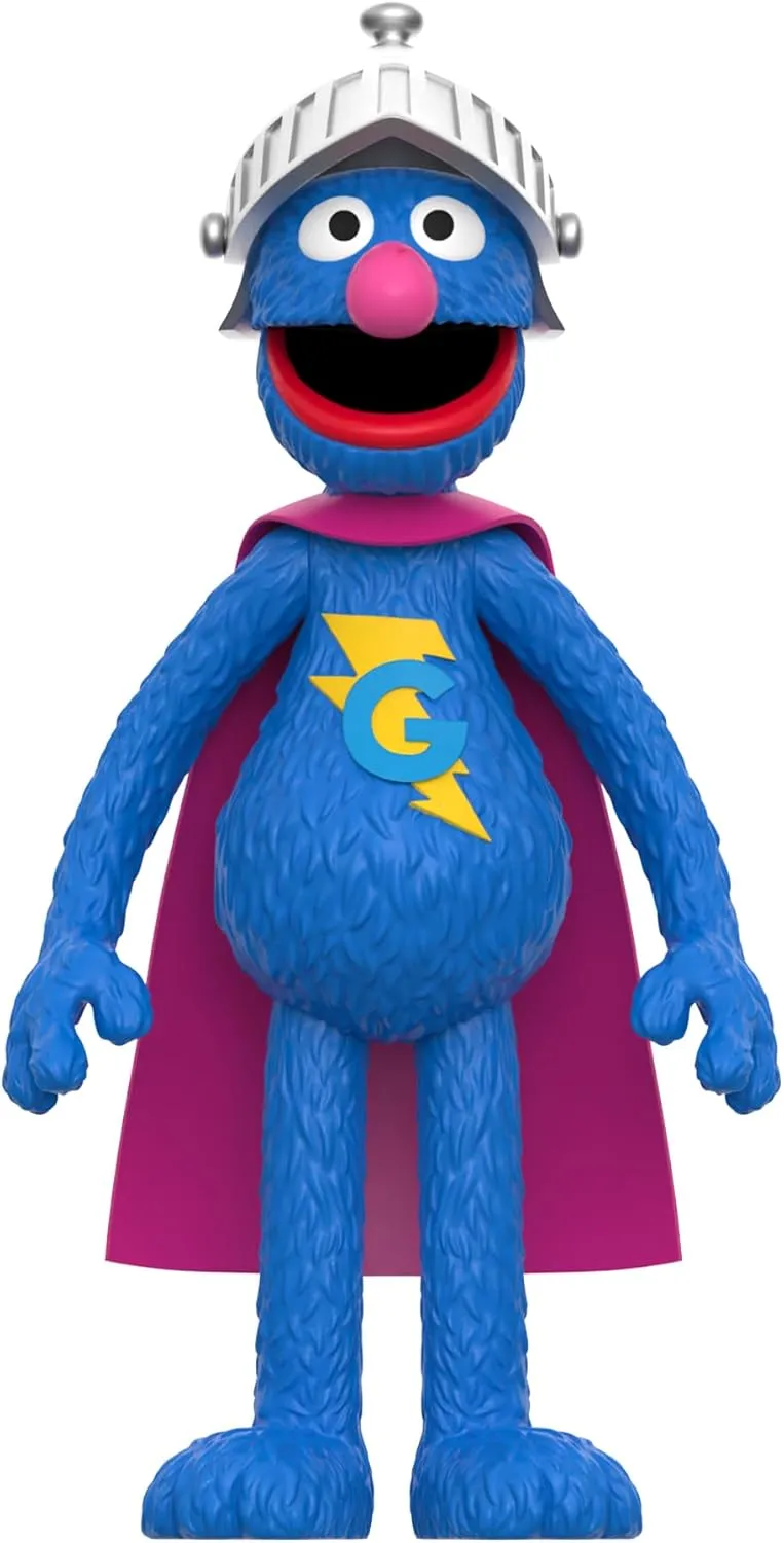 Super7 Sesame Street Super Grover - 3.75" Sesame Street Action Figure with Accessories Collectibles and Retro Toys