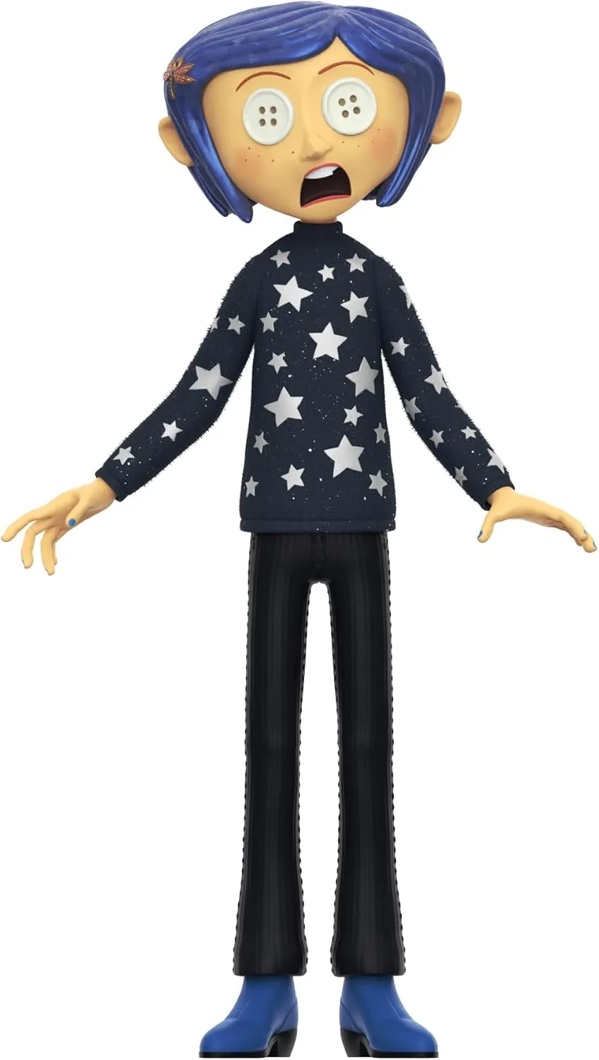 Super7 Supersize Coraline (Button Eyes) - 16" Coraline Action Figure with Fabric Clothing Classic Movie Collectibles and Retro Toys