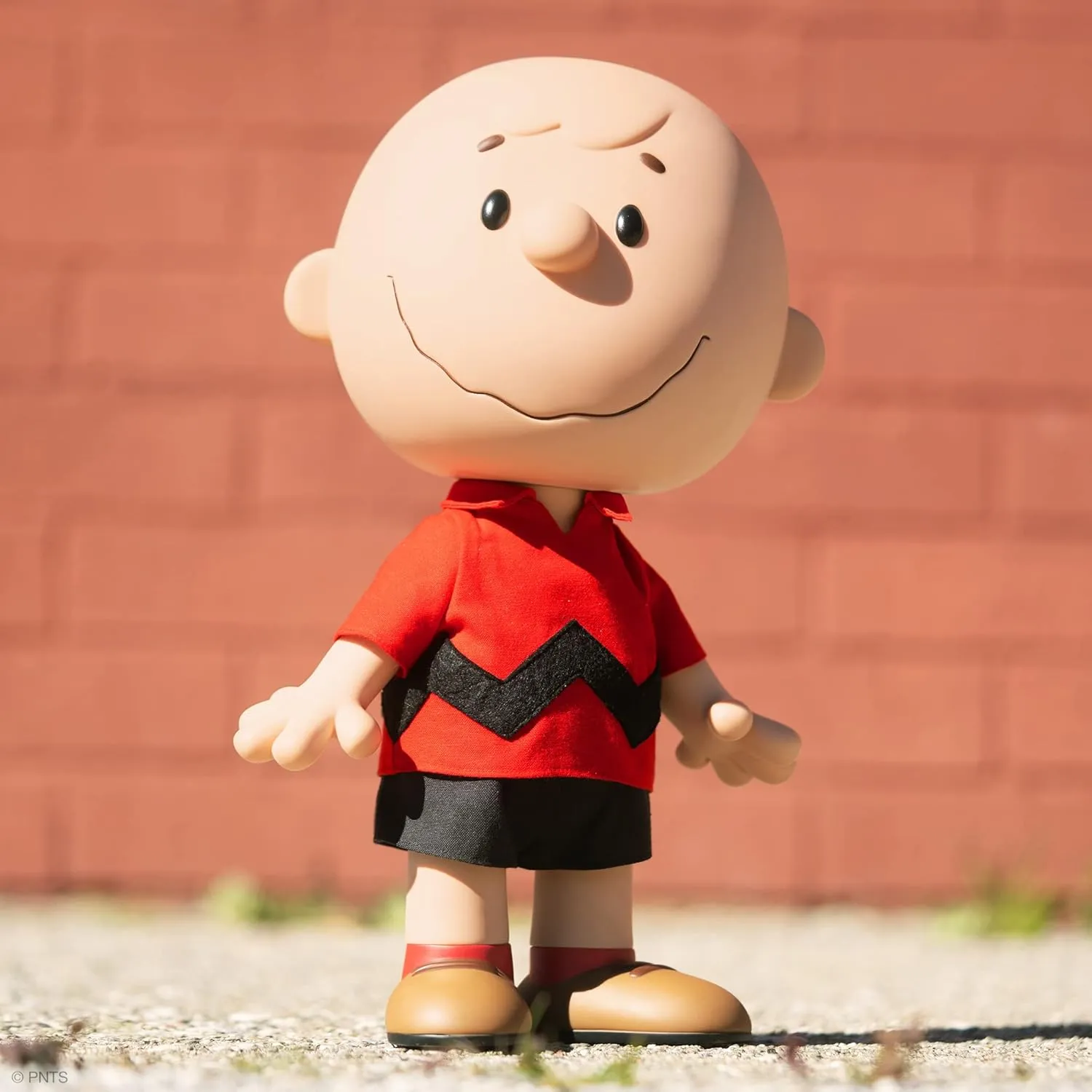 Super7 Supersize Peanuts Charlie Brown (Red Shirt) - 16" Peanuts Action Figure with Fabric Clothing Classic Cartoon Collectibles and Retro Toys